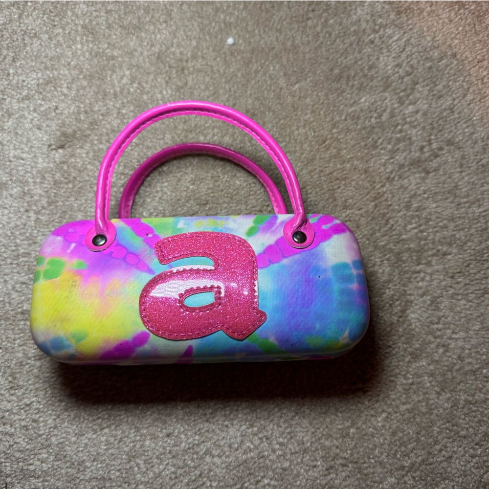 Justice Tie-Dye Sunglasses Case with Pink Handles